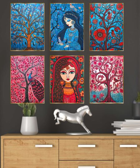 Set of Six Wall Paintings for Wall Dacoration Golden Framed Wall Paintings for Living Room & Bedroom Wall Art for Home Decoration & Office Wall Décor (13x10 inch CH-GD6-1)