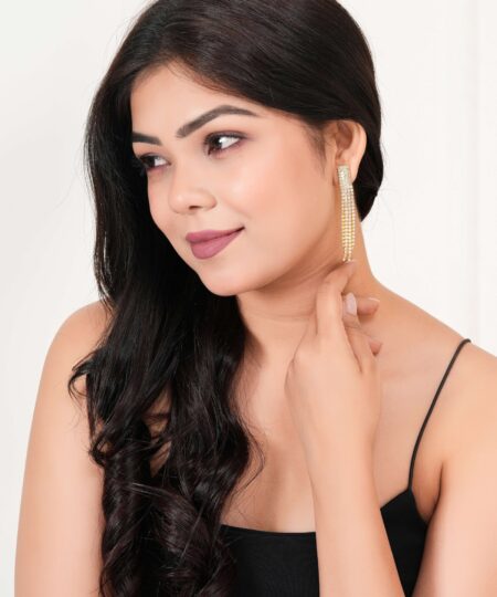 Women's Rose Gold Color Long Danglers Earrings for Women Party Wear