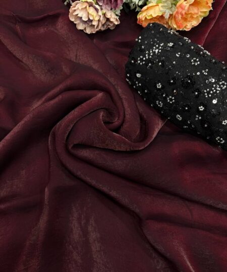 Women's Rich Wine Tissue Silk Saree with All-Over Sequin Embroidered Blouse Piece