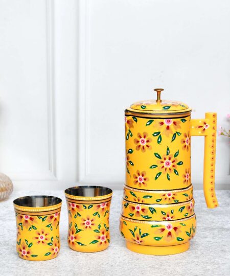 ALUMINIUM JUG WITH GLASS