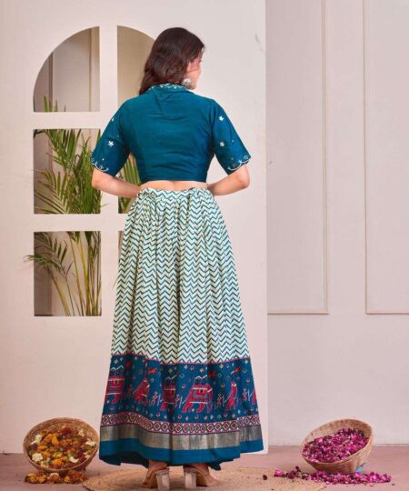 Women's Tussar Silk Patola Print Lehenga Choli Set with Foil Work